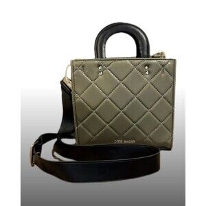 NEW Steve Madden Quilted Olive Green Handbag With Cross-body Straps BBENTON